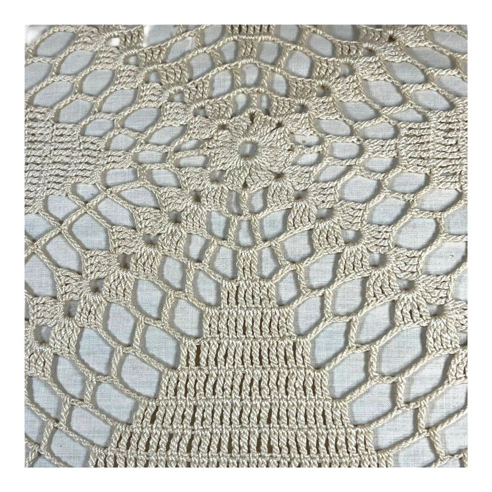 Vintage hand crochet crocheted decorative throw pillow cottage core granny shabb - Picture 3 of 4